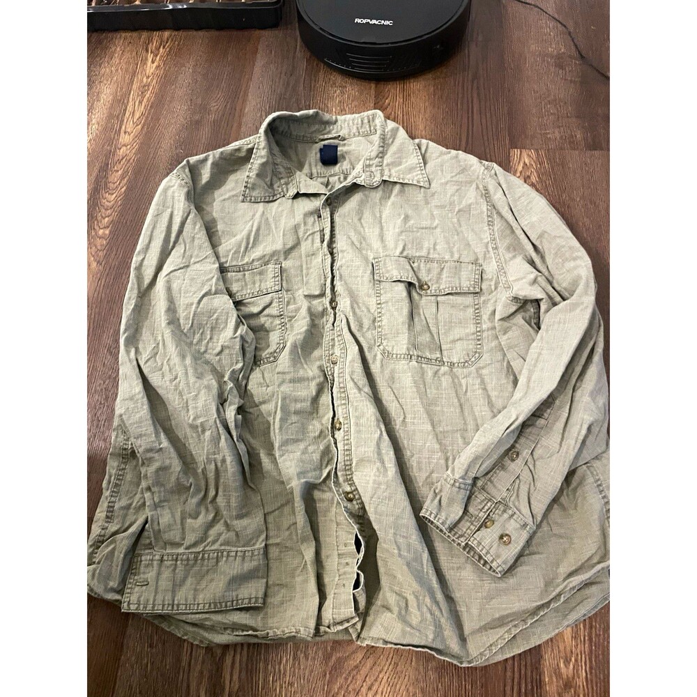 Basic Editions Men's 3XL Big & Tall Gray Long Sleeve Button-Up Shirt
